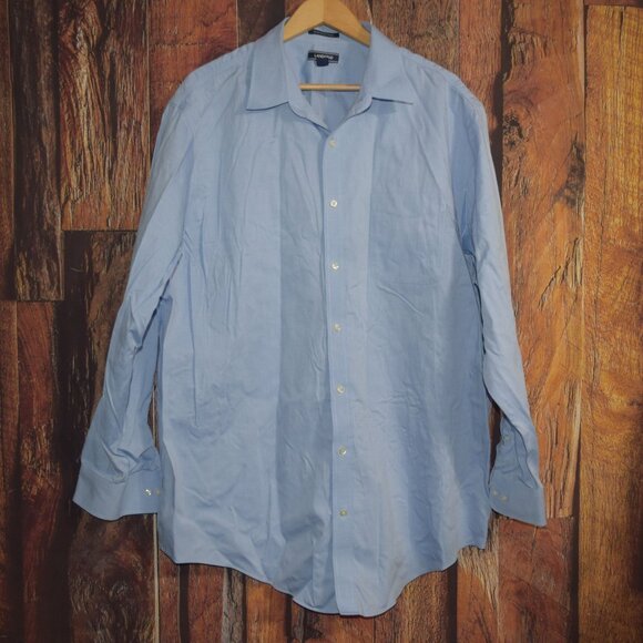 LANDS' END Men's 18.5 - 37T Traditional Fit No Iron Supima Pinpoint Dress Shirt - Picture 1 of 7